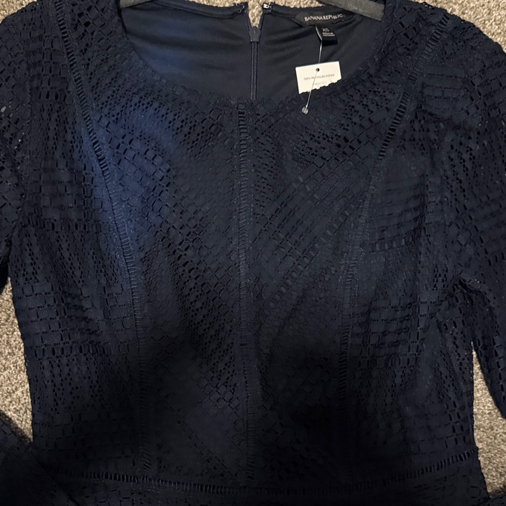 Banana Republic Navy Lace Blouse - Picture 2 of 3